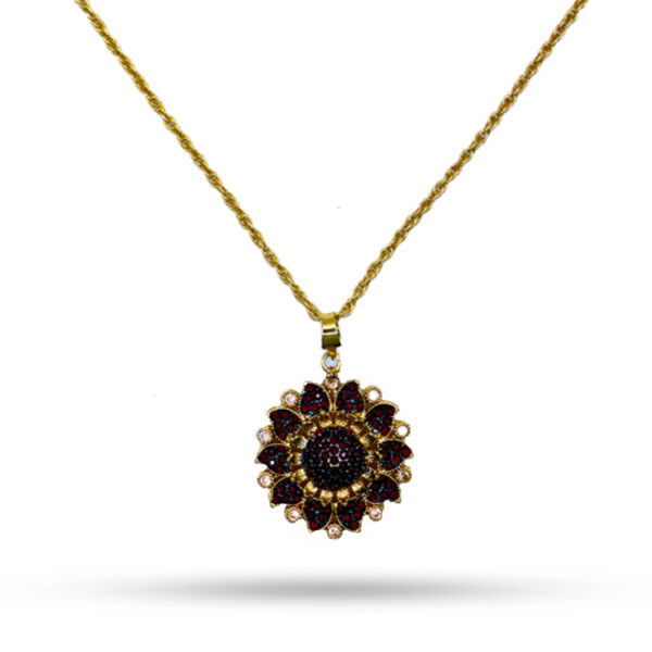 Radiant Ruby & Diamond Sunflower Pendant