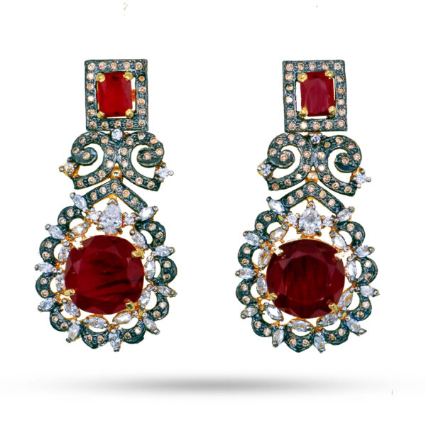 Glamorous Ruby & Diamond Chandelier Earrings