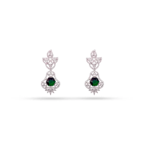 Emerald Blossom Zircon Earrings